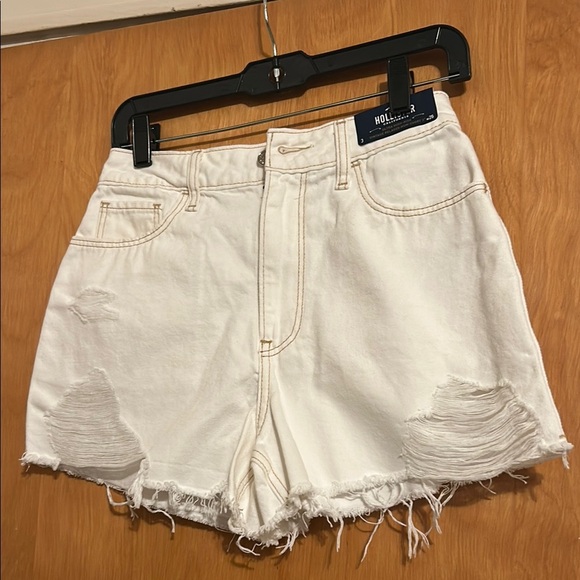 Hollister Pants - Hollister White Jean Shorts Distressed High-Waisted